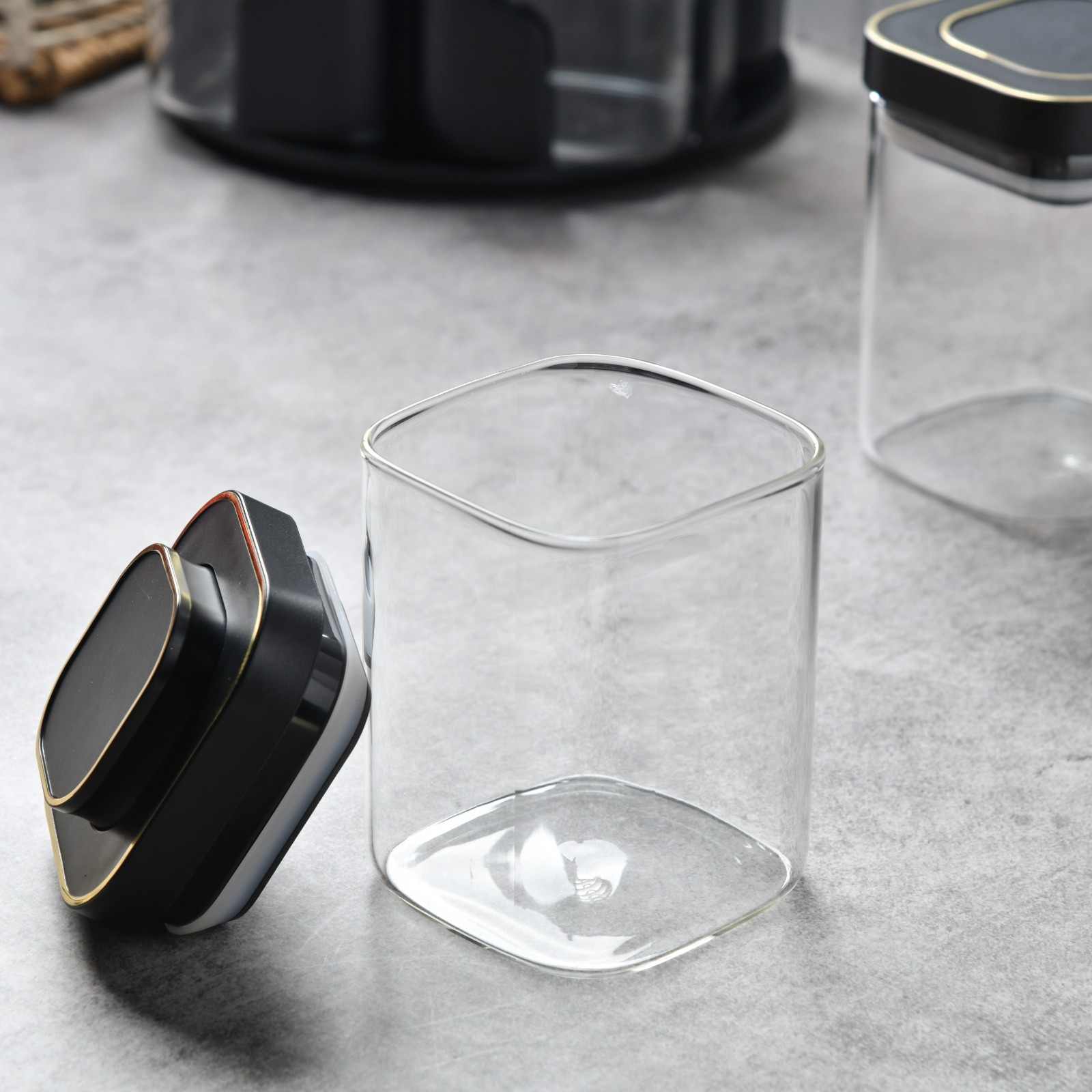 Aura Spin Caddy airtight glass Jar Carousel - Set of 4