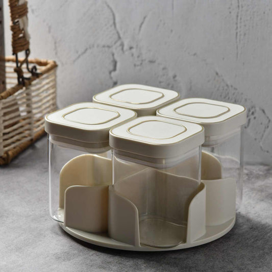 Aura Spin Caddy airtight glass Jar Carousel - Set of 4