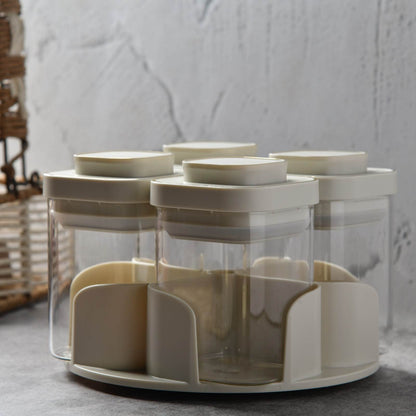 Aura Spin Caddy airtight glass Jar Carousel - Set of 4