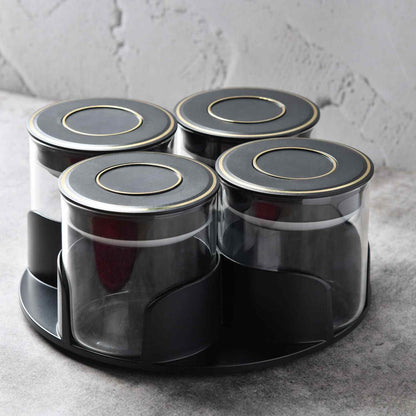 Aura spin Countertop airtight glass Jar Carousel – Set of 4