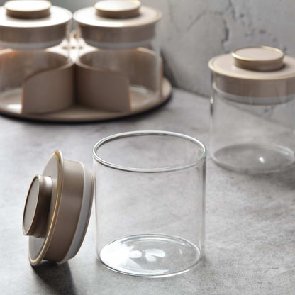 Aura spin Countertop airtight glass Jar Carousel – Set of 4