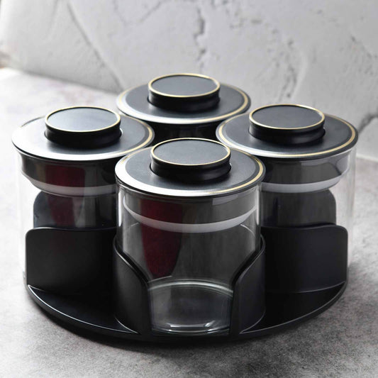 prdct_Aura spin Countertop airtight glass Jar Carousel – Set of 4