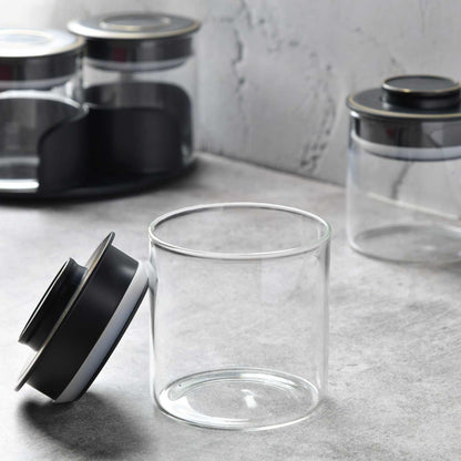 Aura spin Countertop airtight glass Jar Carousel – Set of 4