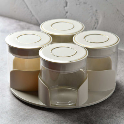 Aura spin Countertop airtight glass Jar Carousel – Set of 4