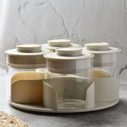 Aura spin Countertop airtight glass Jar Carousel – Set of 4
