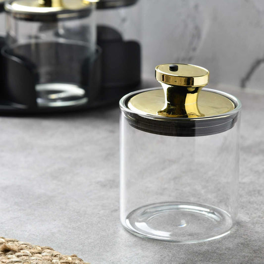 prdct_Noir Luxe Airtight Glass Rotating Containers -  set of 4