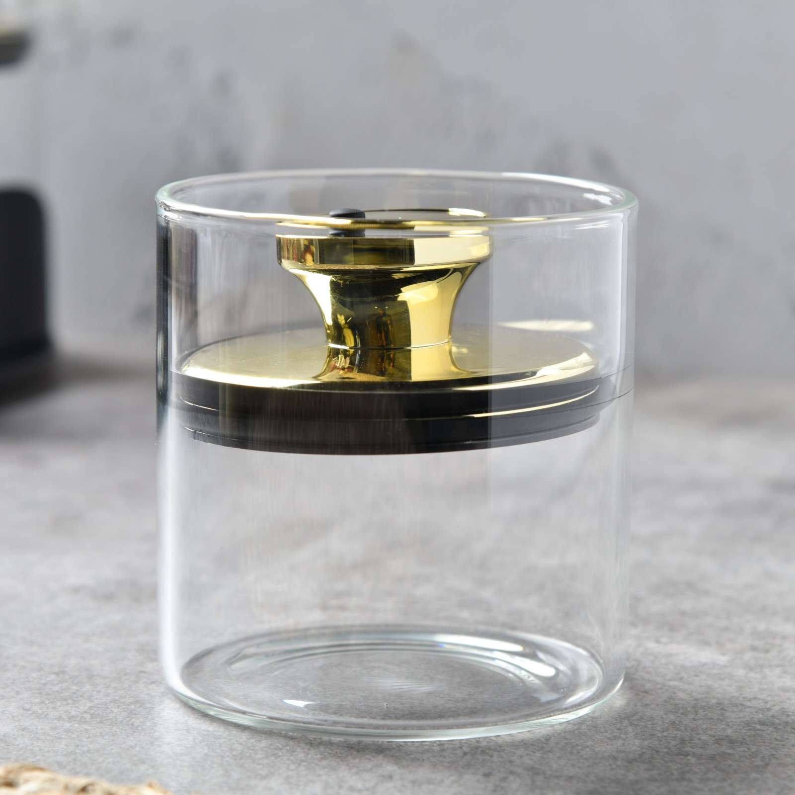 Noir Luxe Airtight Glass Rotating Containers -  set of 4