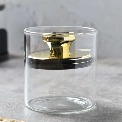 Noir Luxe Airtight Glass Rotating Containers -  set of 4