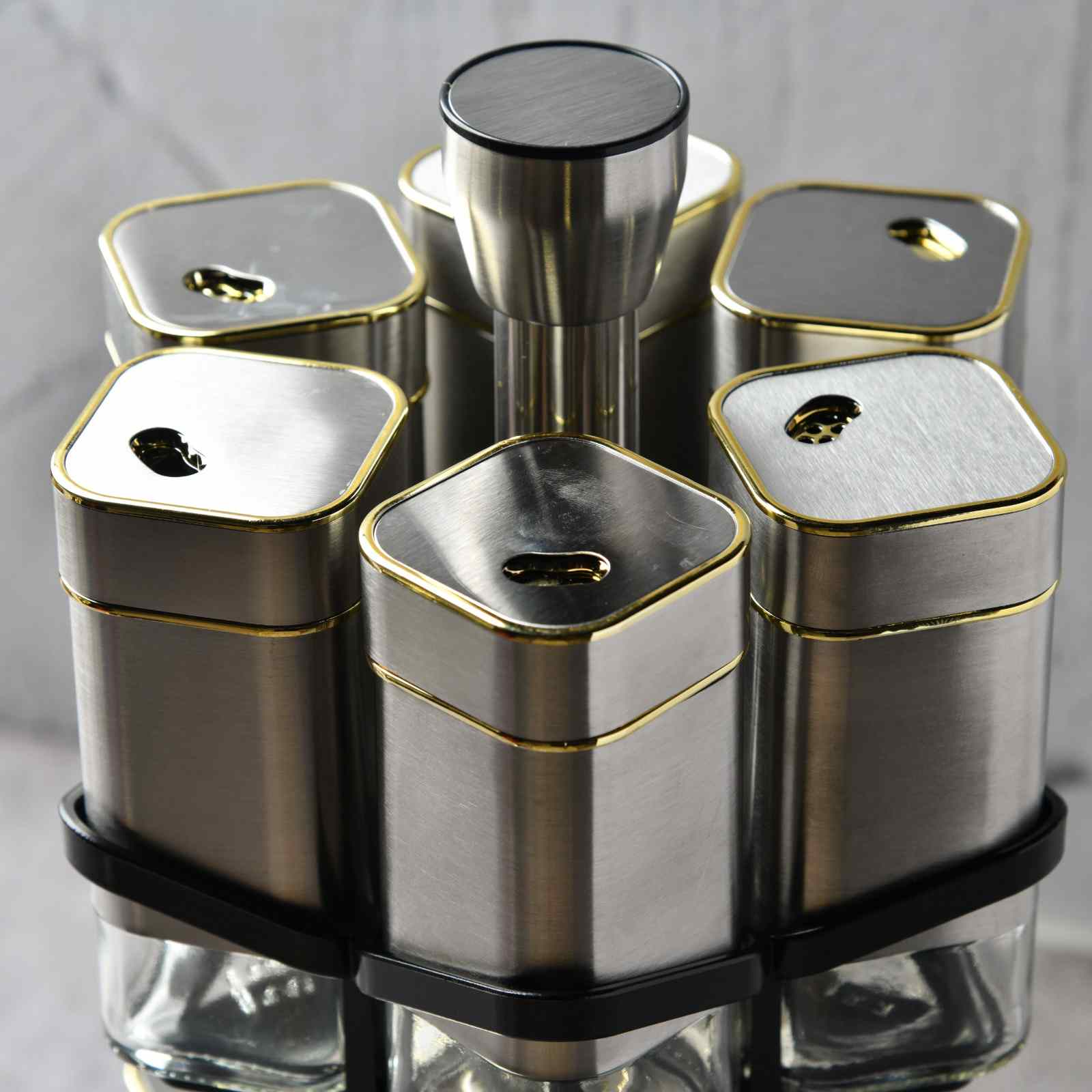 AuraTower Revolving Glass Spice Rack - Set of 12