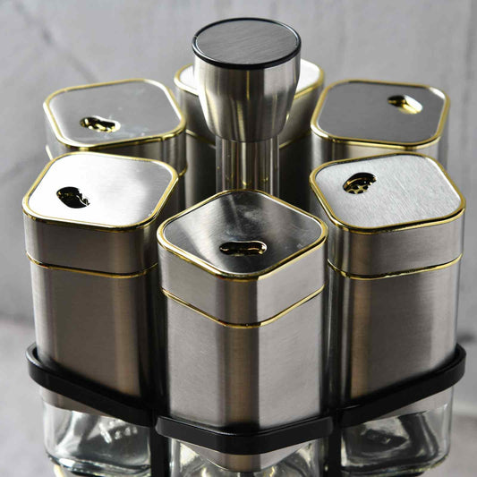 prdct_AuraTower Revolving Glass Spice Rack - Set of 12
