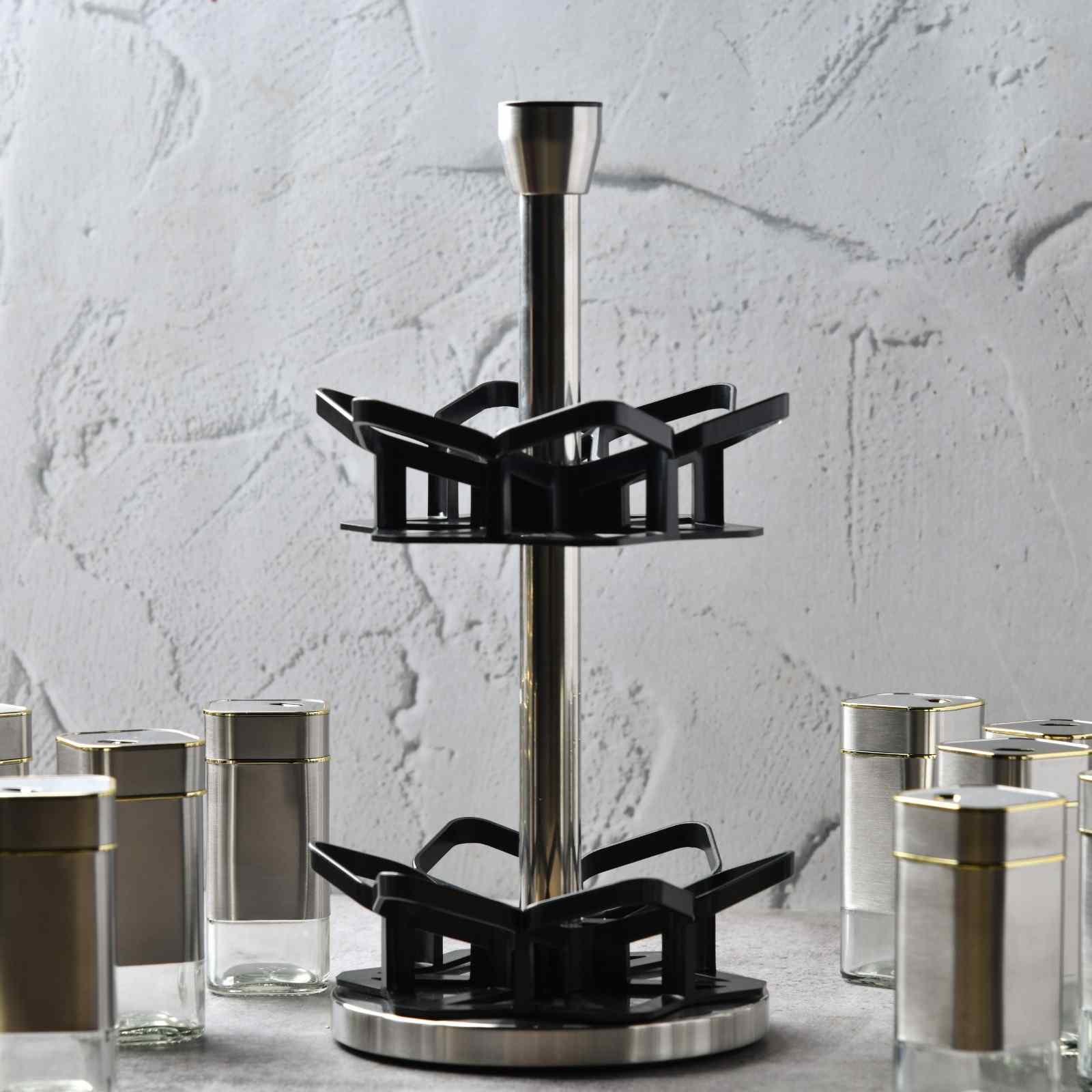 AuraTower Revolving Glass Spice Rack - Set of 12