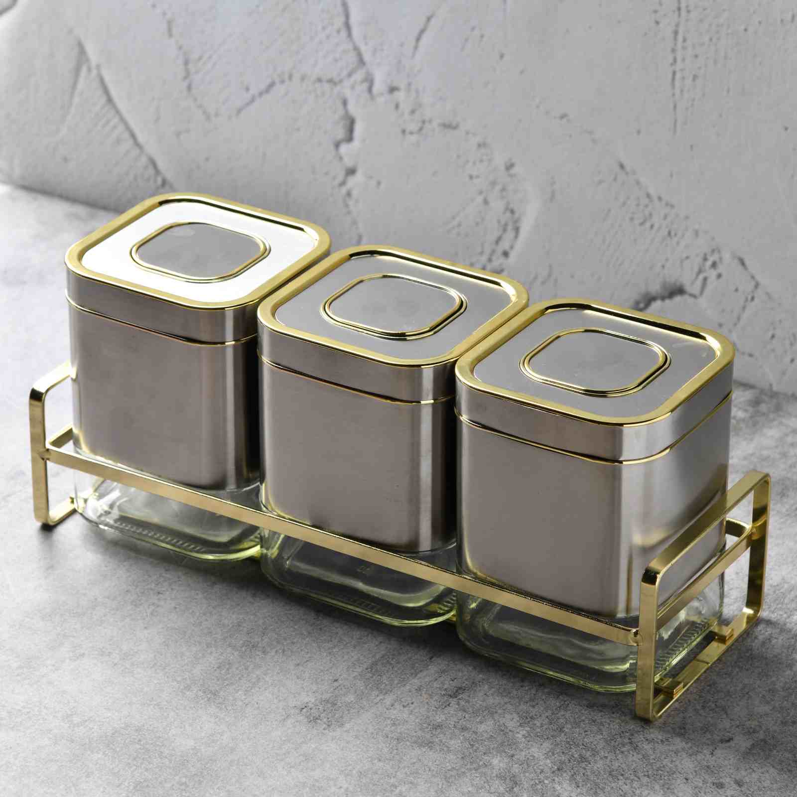 Luxe Grid Canister 500ML - Set of 3