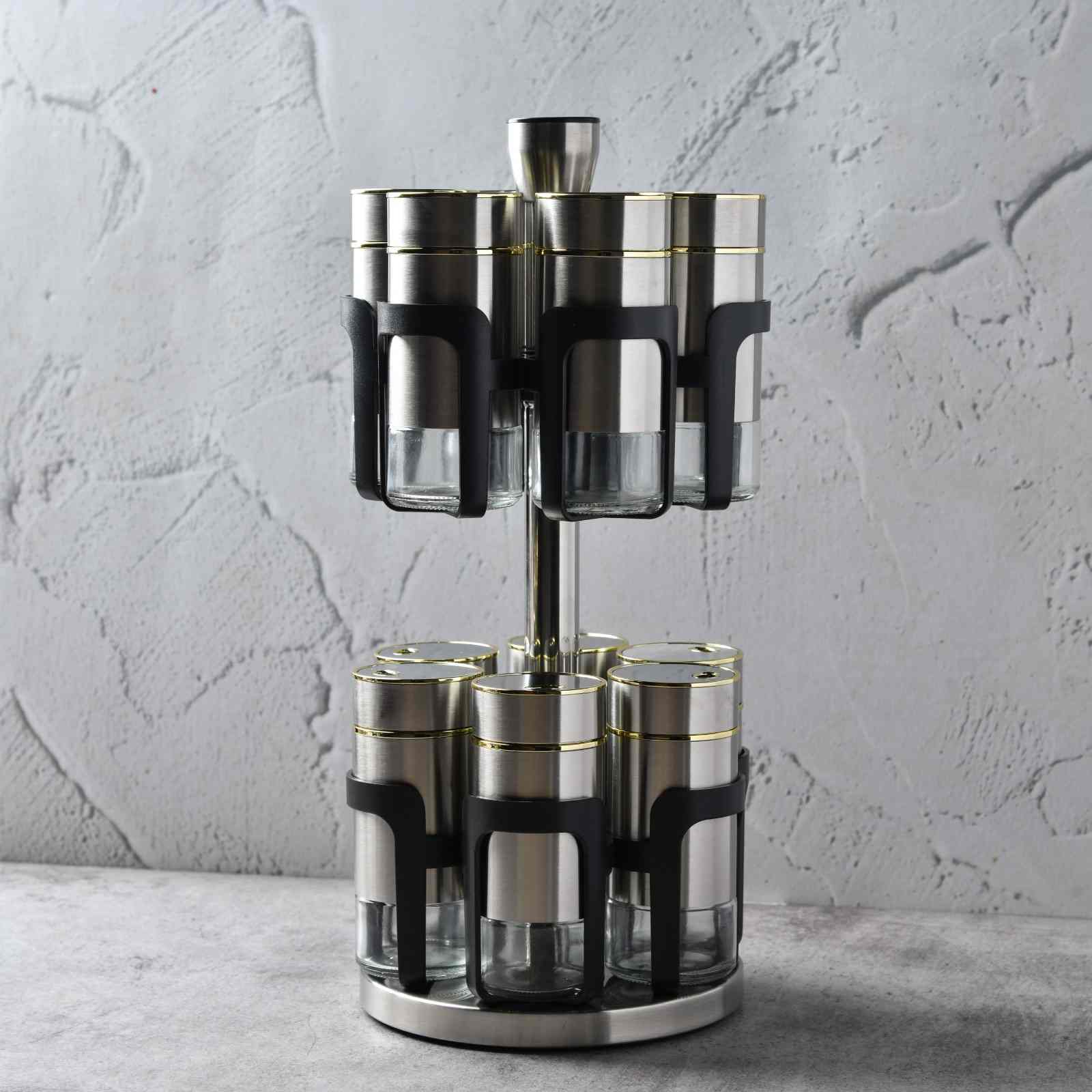 AuraTower Revolving Round Spice Rack 120ML - Set of 12