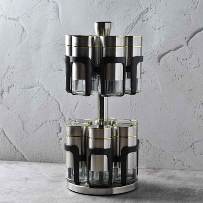 AuraTower Revolving Round Spice Rack 120ML - Set of 12