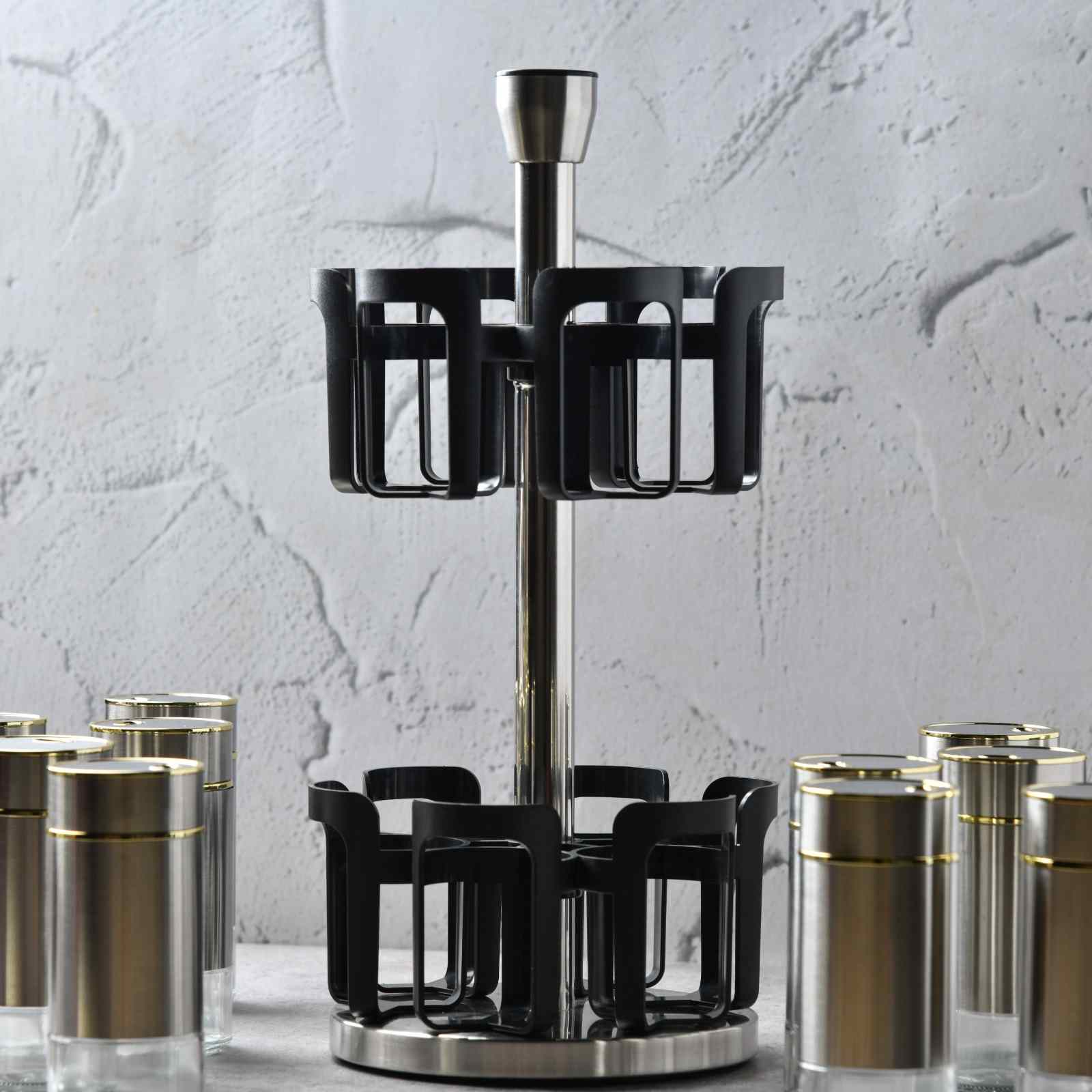 AuraTower Revolving Round Spice Rack 120ML - Set of 12