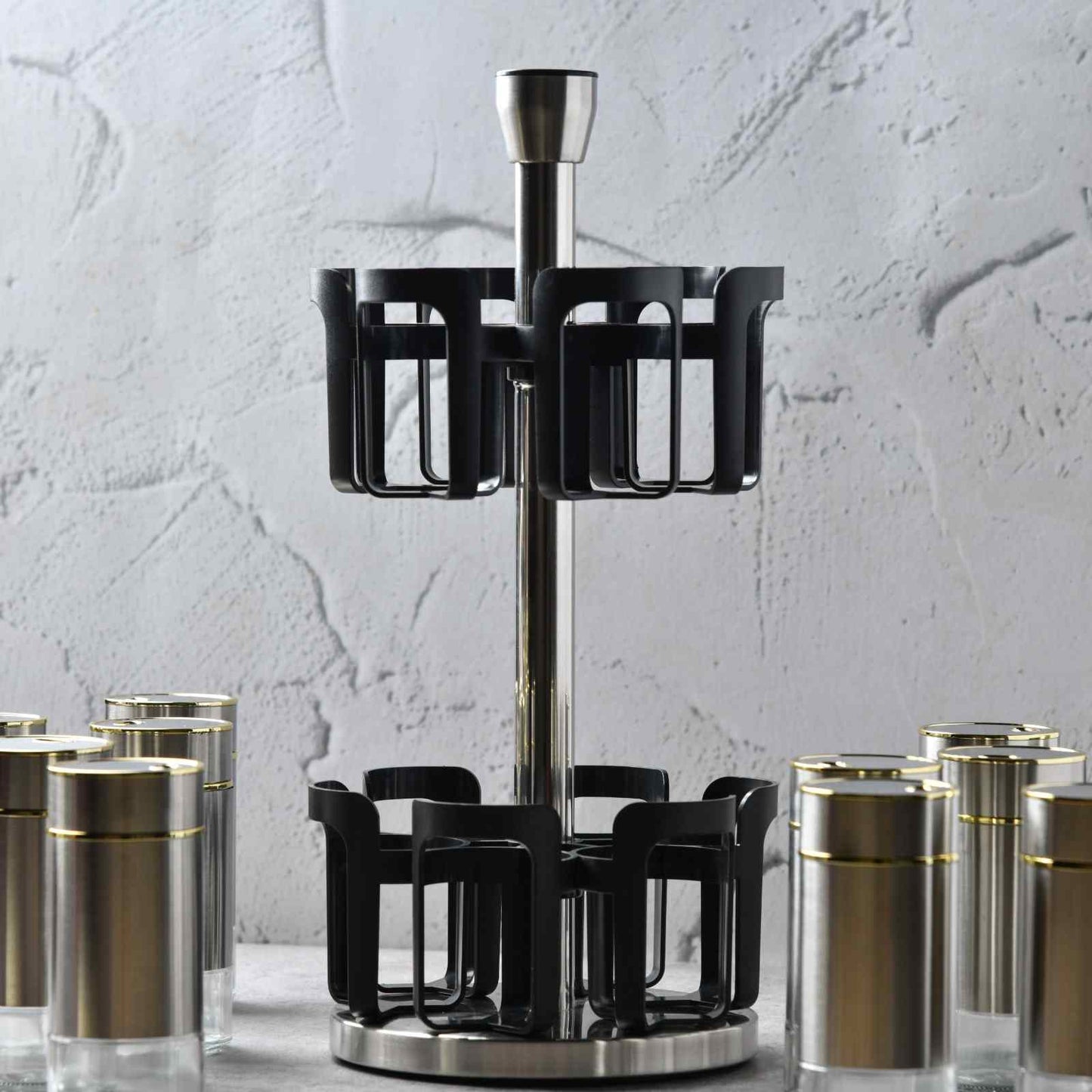AuraTower Revolving Round Spice Rack 120ML - Set of 12