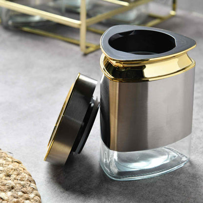 LUXE gRID Prism Canister Set 500 ML - sILVER - Set of 6