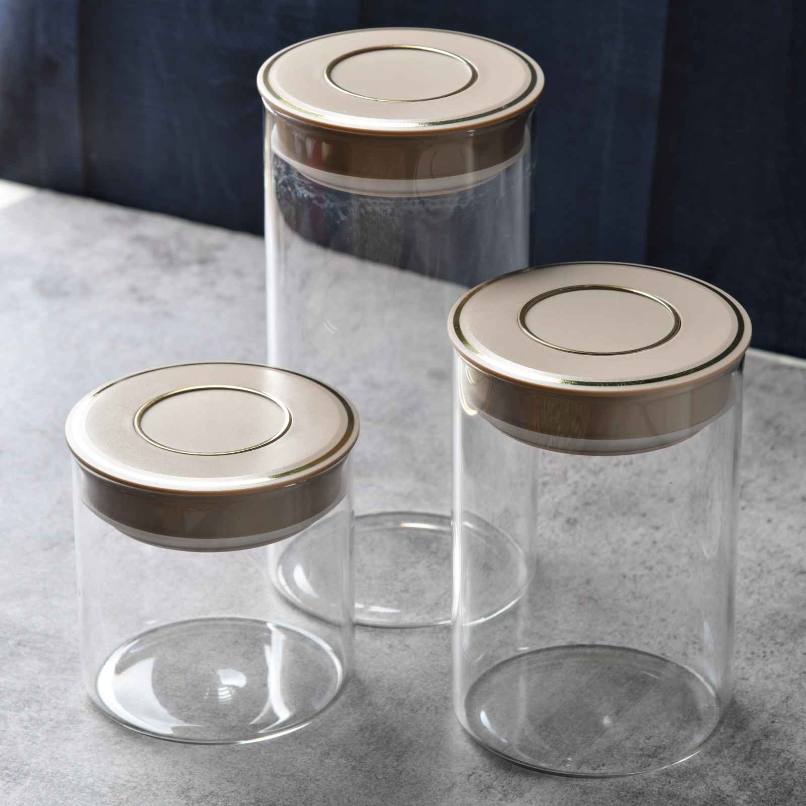 UrbanPact Cylindrical Pantry Canister – Set of 3 - 450ml/950ml/1150ml