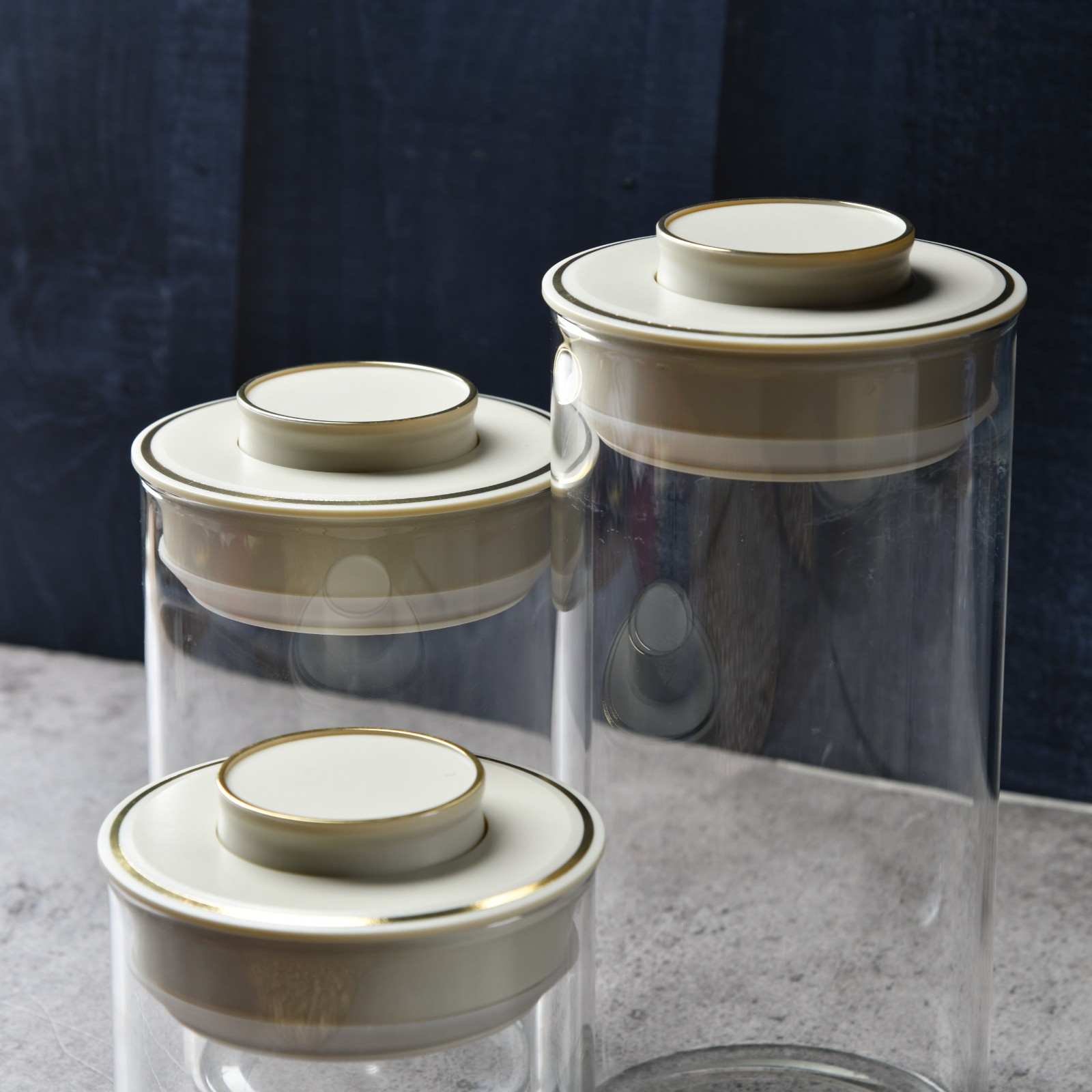 UrbanPact Cylindrical Pantry Canister – Set of 3 - 450ml/950ml/1150ml