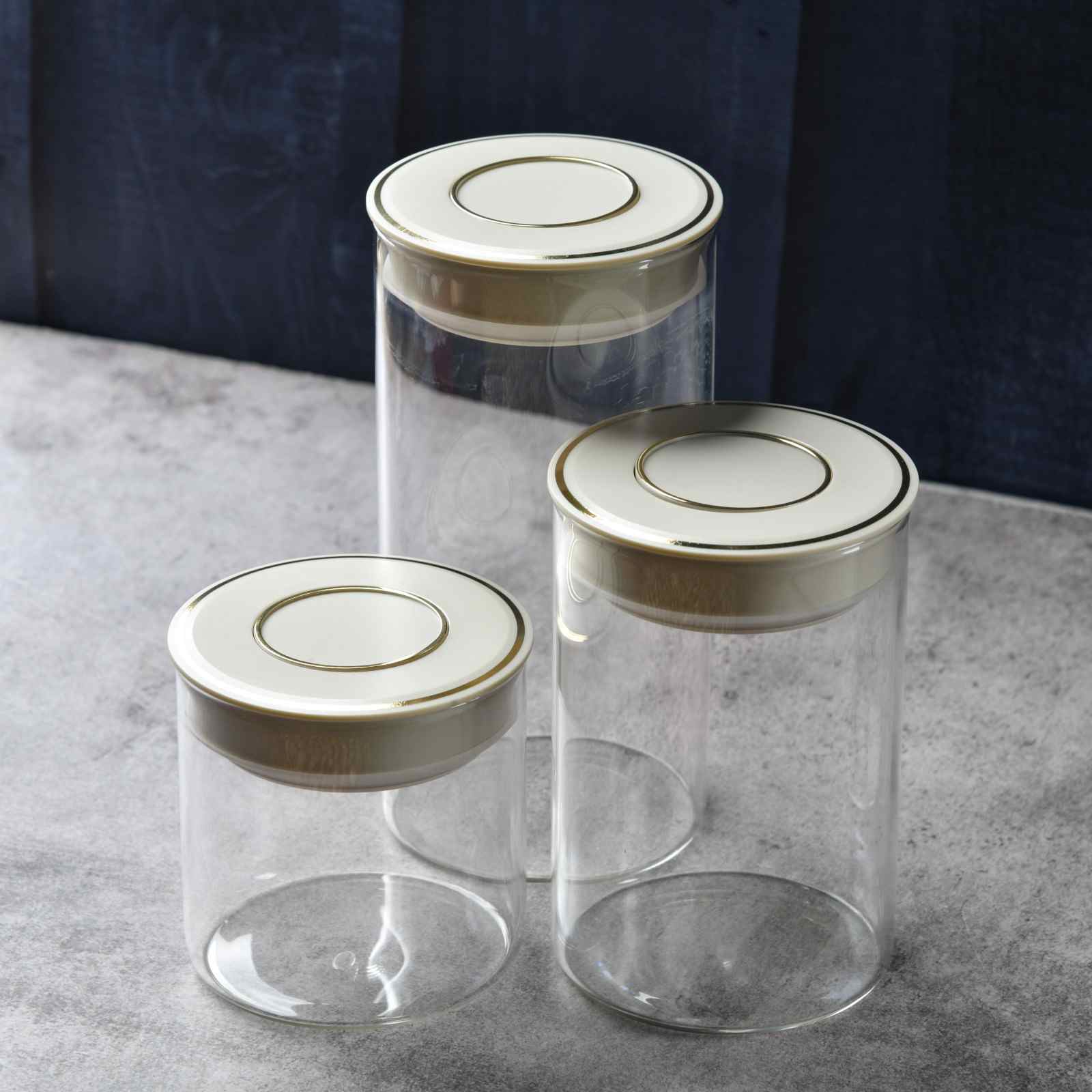 UrbanPact Cylindrical Pantry Canister – Set of 3 - 450ml/950ml/1150ml
