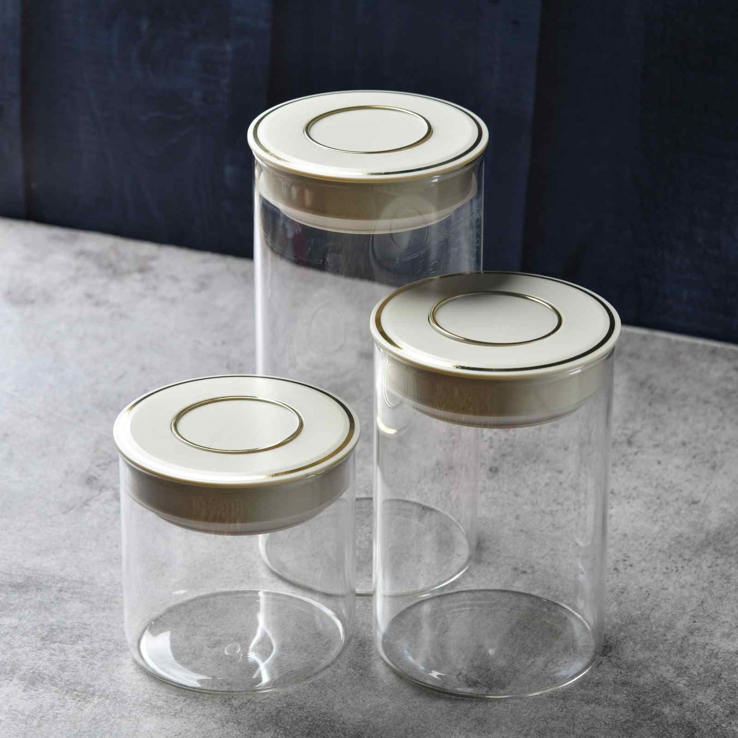 UrbanPact Cylindrical Pantry Canister – Set of 3 - 450ml/950ml/1150ml