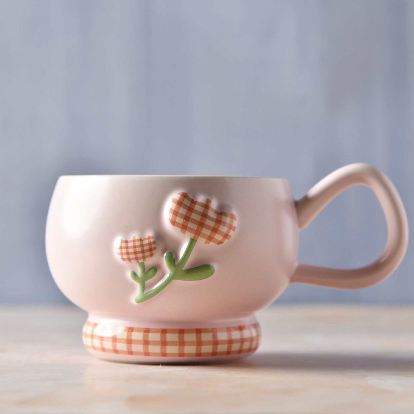 GinghamBloom Teacup Set - 350ml