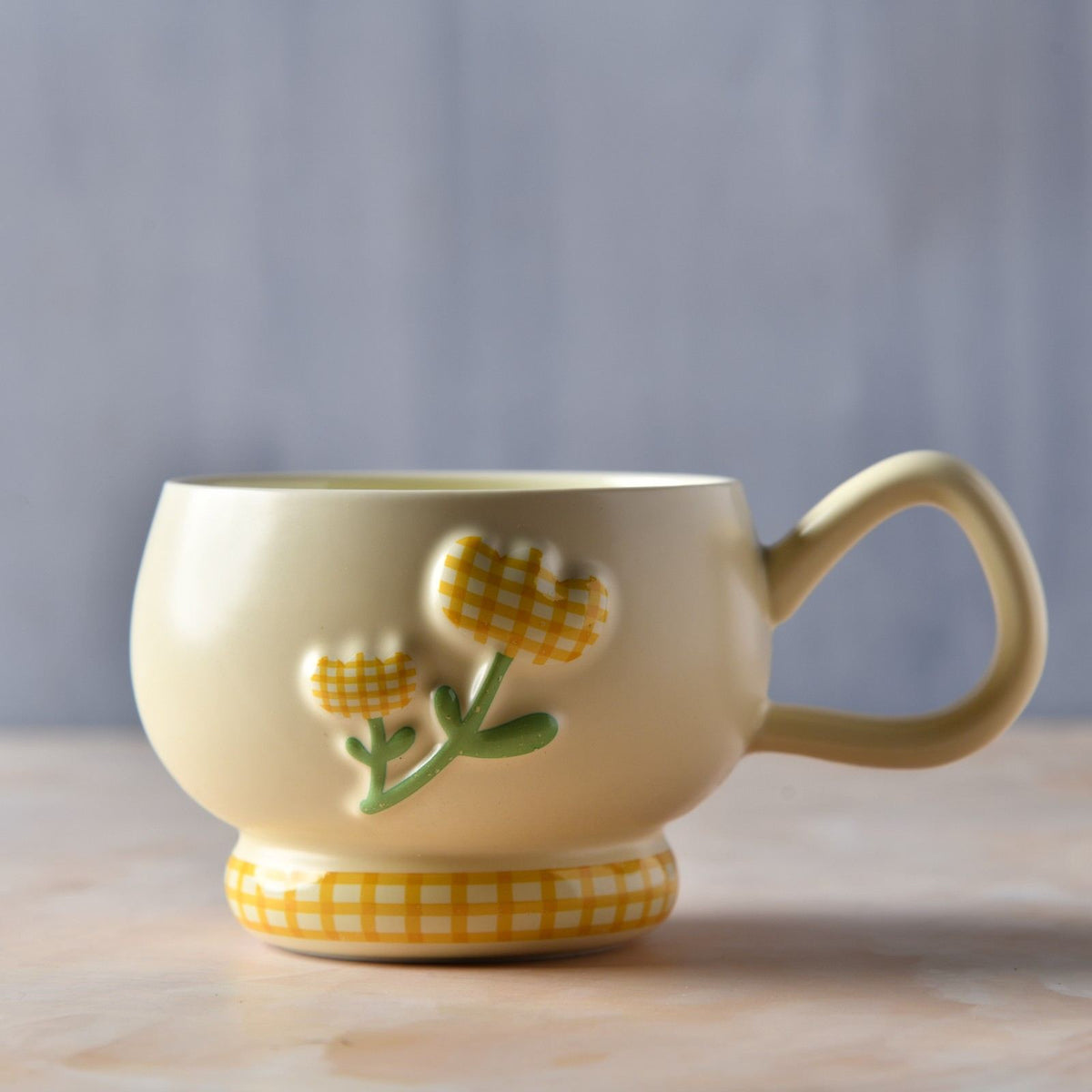 GinghamBloom Teacup Set - 350ml