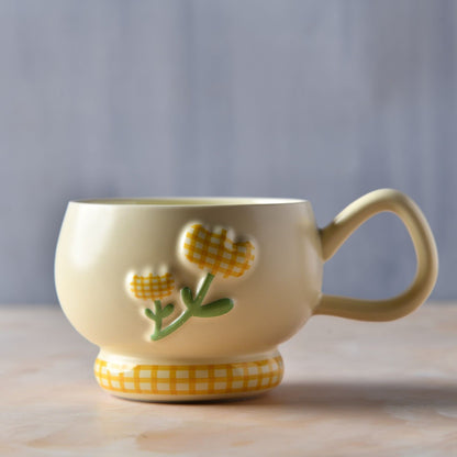 GinghamBloom Teacup Set - 350ml