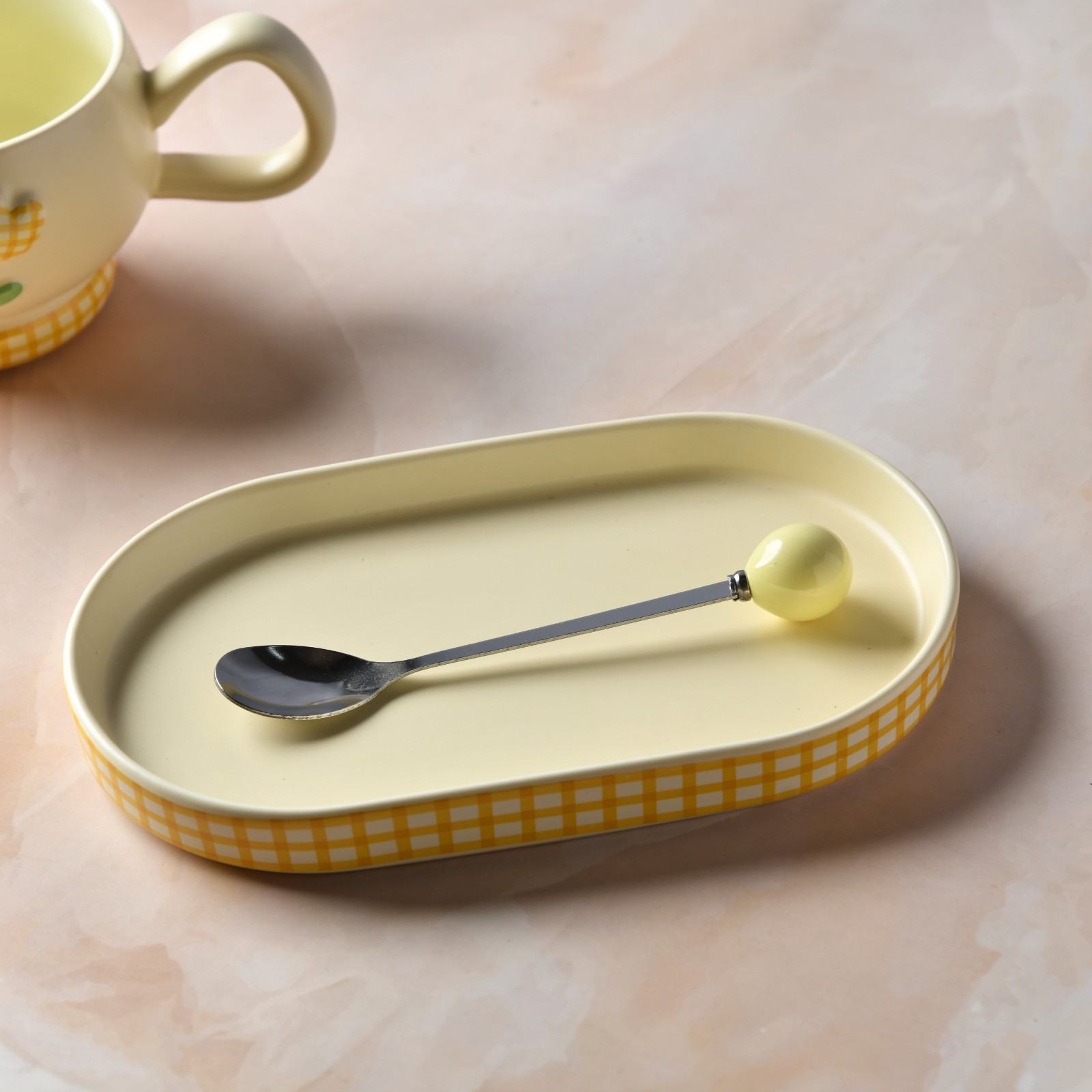 GinghamBloom Teacup Set - 350ml