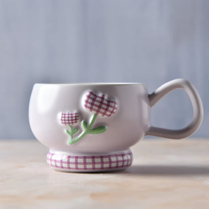 GinghamBloom Teacup Set - 350ml