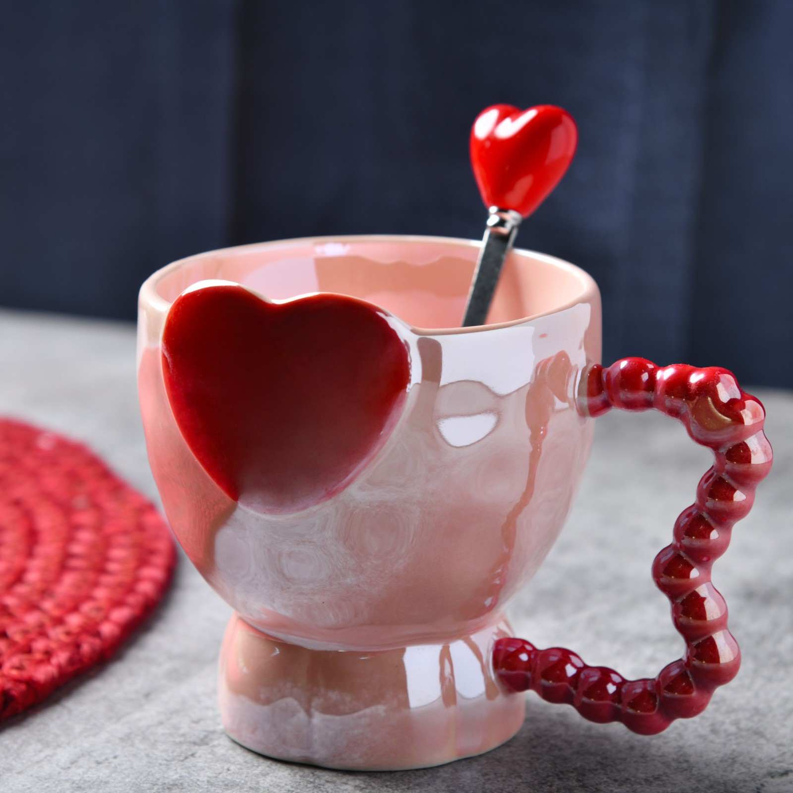 Cupid’s Heart Mug with Spoon - 320ml
