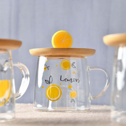 CitrusGlow Bamboo-Lid Mug Set of 4 - 300ml