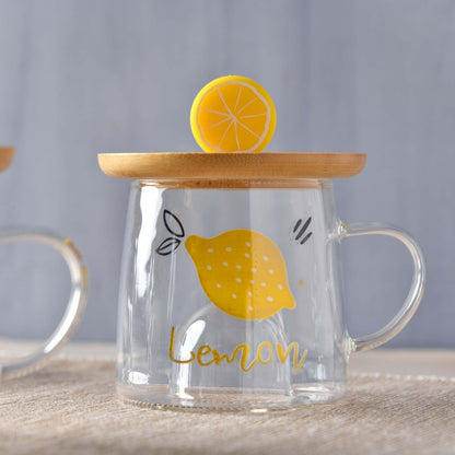 CitrusGlow Bamboo-Lid Mug Set of 4 - 300ml