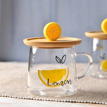 CitrusGlow Bamboo-Lid Mug Set of 4 - 300ml