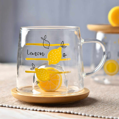 CitrusGlow Bamboo-Lid Mug Set of 4 - 300ml