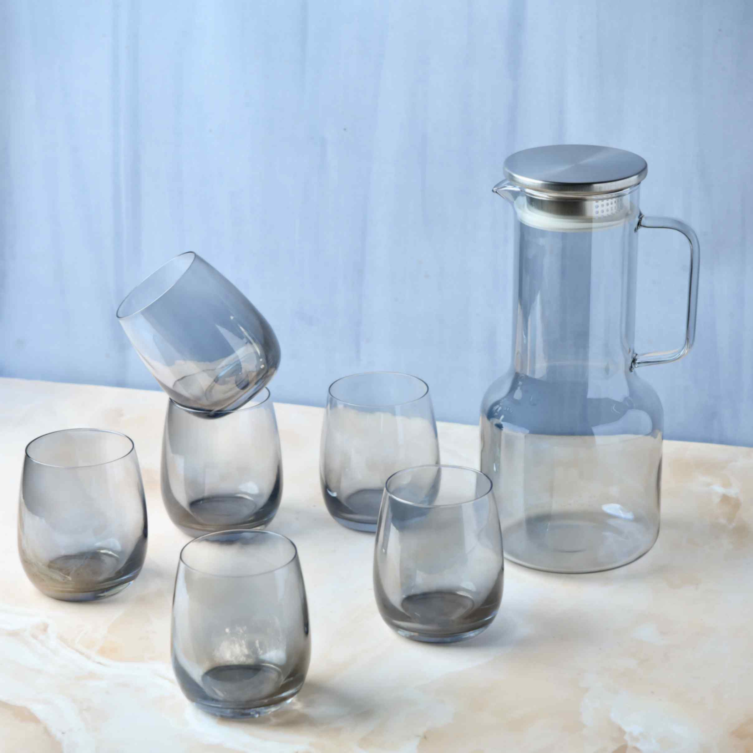 Smoky Dusk 7-Piece Glass Jug Set