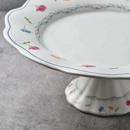English Blossom Scalloped Cake Stand