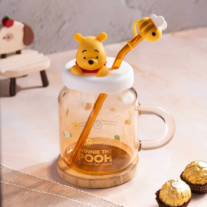Winnie the Pooh Glass Jar with Straw