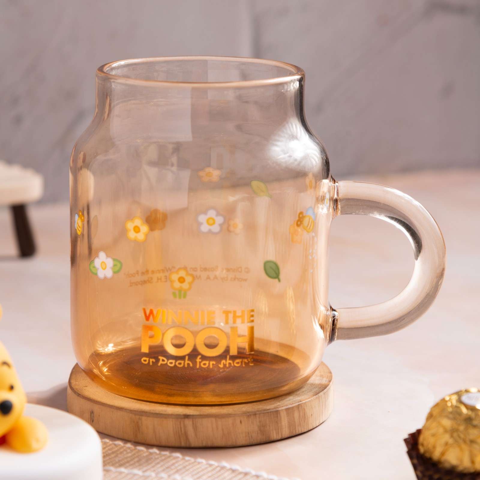 Winnie the Pooh Glass Jar with Straw