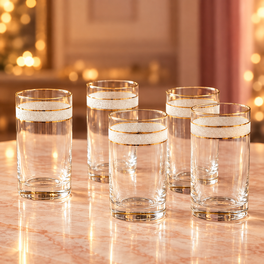 Gilded Ring Glass Set of 6 - 250ml
