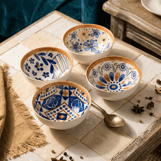 Rattan Ceramic Bowl - Set of 4