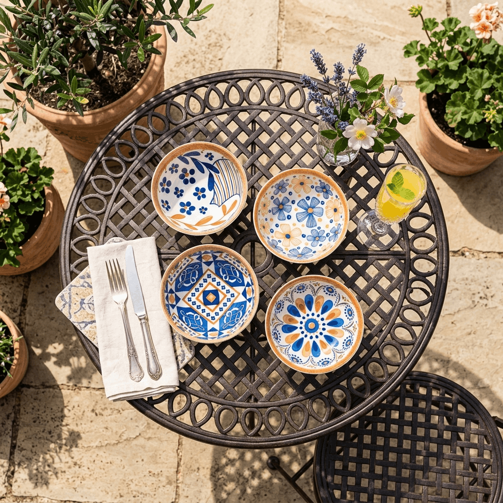 Rattan Ceramic Bowl - Set of 4