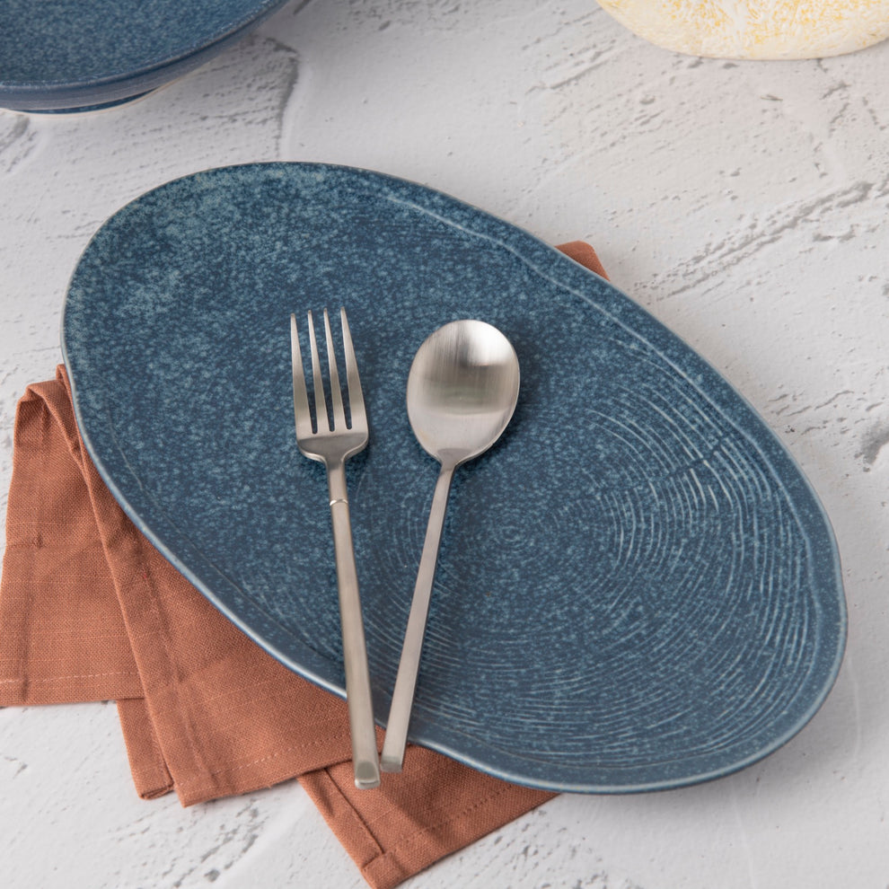 Ash Blue Oval Plate 13 5 Inch Aardea ash-blue-oval-plate-13-5-inch-aardea