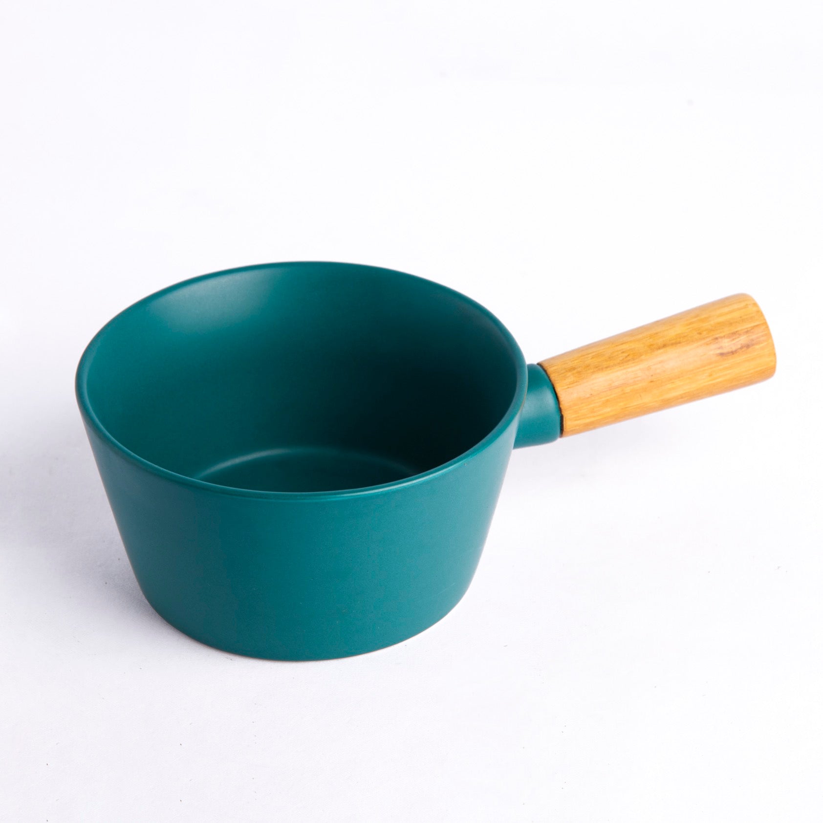 Open Pot With Wooden Handle- Green