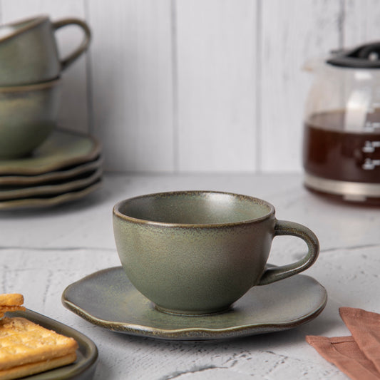 Charcoal grey - Tea Cup and Saucer