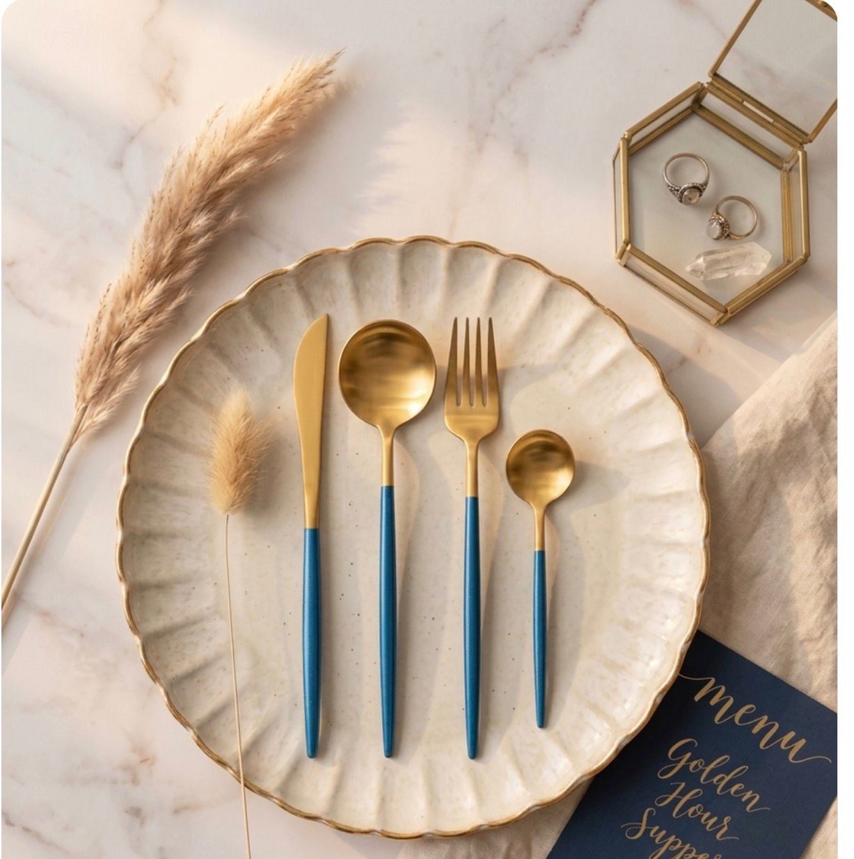 Azure Elegance Cutlery Set of 4