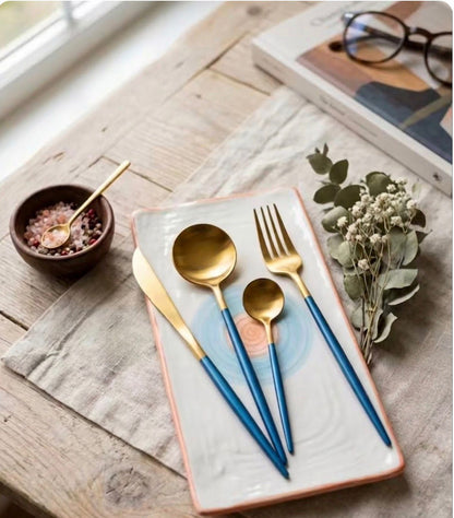 Azure Elegance Cutlery Set of 4