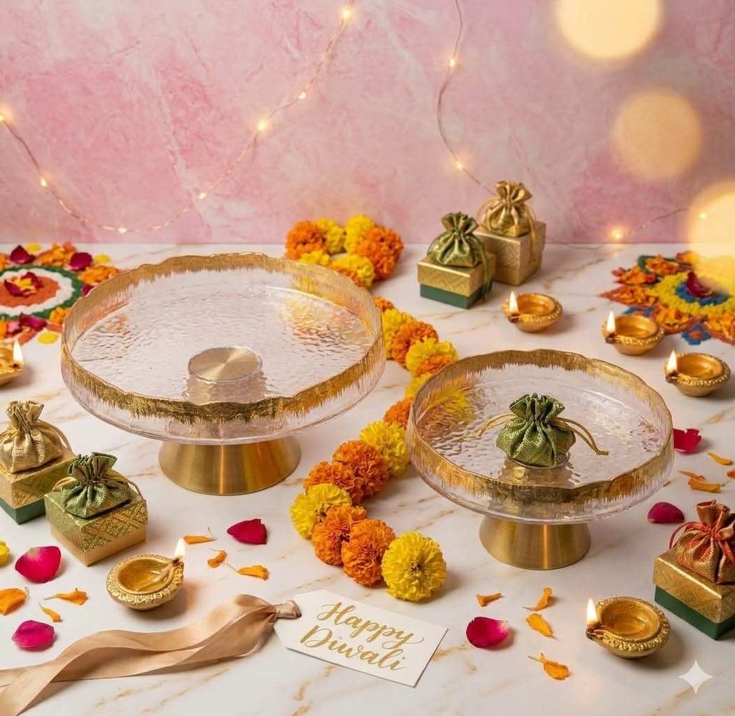 Gold Foil Tall Fruit Bowl - Large