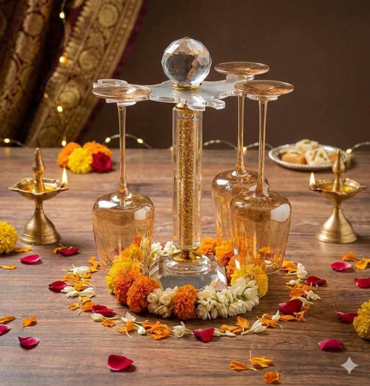Diamond Aura Glass Holder with Square Bottom