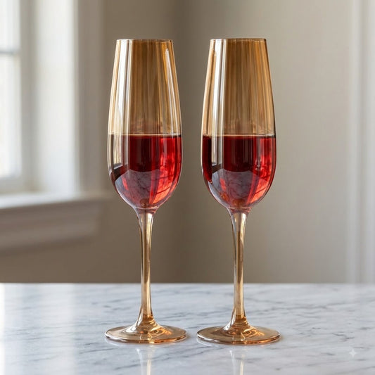 Amber Radiance Crystal Champagne Glass - Set of 2